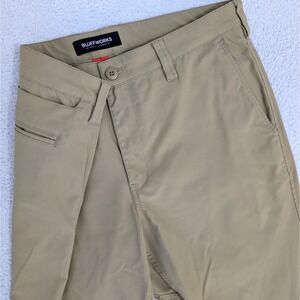 Bluffworks Pants Mens 36x32 Beige Chino Ascender Regular Fit Performance Zip Poc